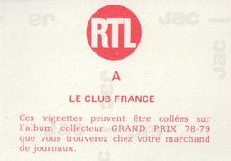 1978-79 Grand Prix  - Formule 1 Magazine #A Le Club France Back