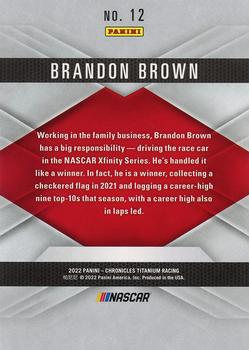 2022 Panini Chronicles - Titanium #12 Brandon Brown Back