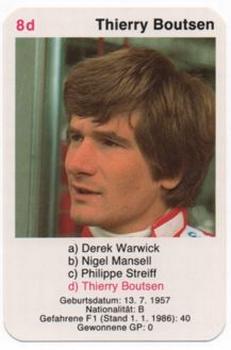 1986 Piatnik Supertrumpf Rennfahrer Quartett No.4230 #8d Thierry Boutsen Front