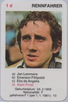 1981 Piatnik Supertrumpf Rennfahrer Quartett No.4230 #1 d Alain Prost Front