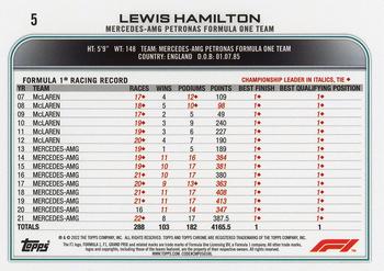 2022 Topps Chrome Formula 1 #5 Lewis Hamilton Back