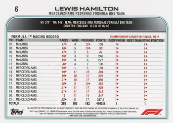 2022 Topps Chrome Formula 1 #6 Lewis Hamilton Back