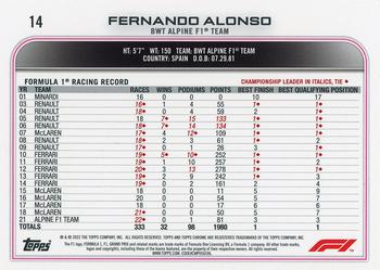 2022 Topps Chrome Formula 1 #14 Fernando Alonso Back