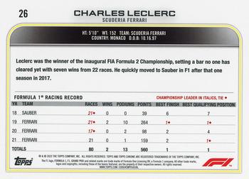 2022 Topps Chrome Formula 1 #26 Charles Leclerc Back