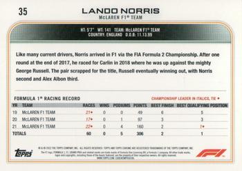 2022 Topps Chrome Formula 1 #35 Lando Norris Back