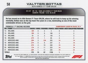 2022 Topps Chrome Formula 1 #58 Valtteri Bottas Back