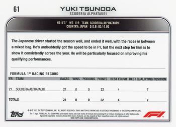 2022 Topps Chrome Formula 1 #61 Yuki Tsunoda Back