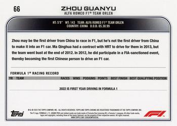 2022 Topps Chrome Formula 1 #66 Zhou Guanyu Back