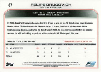 2022 Topps Chrome Formula 1 #87 Felipe Drugovich Back