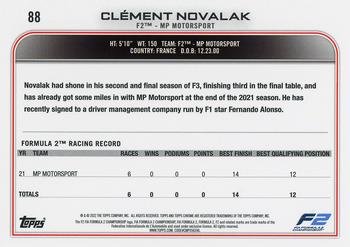 2022 Topps Chrome Formula 1 #88 Clément Novalak Back