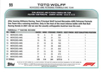 2022 Topps Chrome Formula 1 #99 Toto Wolff Back
