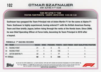 2022 Topps Chrome Formula 1 #102 Otmar Szafnauer Back