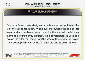 2022 Topps Chrome Formula 1 #117 Charles Leclerc Back