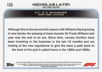 2022 Topps Chrome Formula 1 #123 Nicholas Latifi Back
