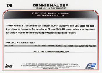 2022 Topps Chrome Formula 1 #129 Dennis Hauger Back
