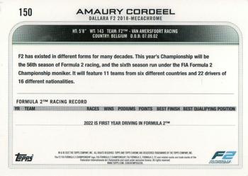 2022 Topps Chrome Formula 1 #150 Amaury Cordeel Back