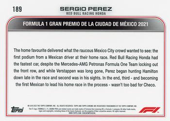 2022 Topps Chrome Formula 1 #189 Sergio Perez Back