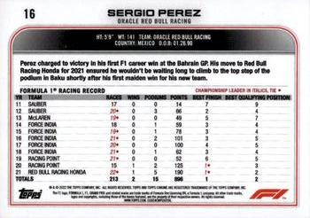 2022 Topps Chrome Formula 1 #16 Sergio Perez Back