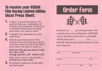 1993 Traks Kodak Ernie Irvan - Press Sheet Order Form #03 Order Form Back