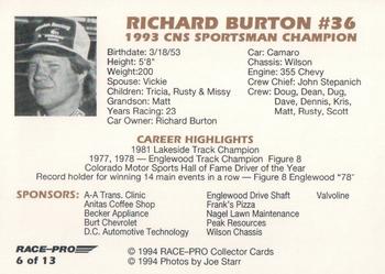 1993 Race-Pro Championship Series #6 Richard Burton Back