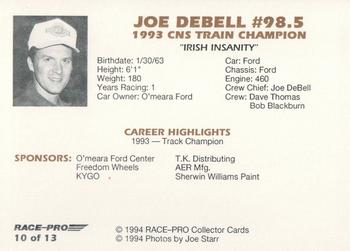 1993 Race-Pro Championship Series #10 Joe DeBell Back