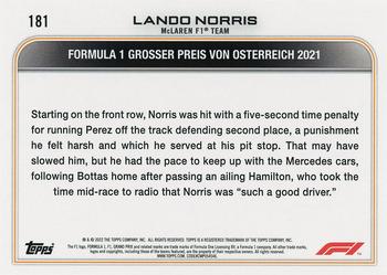 2022 Topps Formula 1 - Checker Flag #181 Lando Norris Back