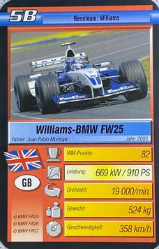 2006 Super Trumpf Ravensburger Pole Position #5B Williams-BMW FW25 Front