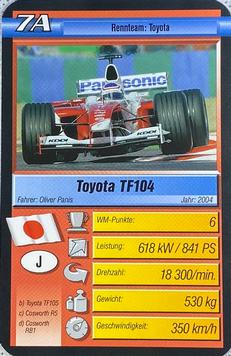 2006 Super Trumpf Ravensburger Pole Position #7A Toyota TF104 Front