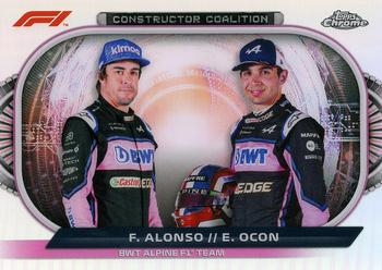 2022 Topps Chrome Formula 1 - Constructors Coalition #CC-ALP Fernando Alonso / Esteban Ocon Front
