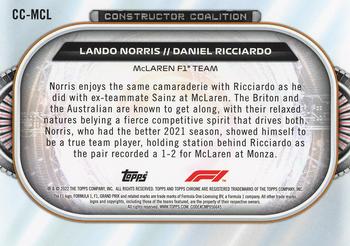 2022 Topps Chrome Formula 1 - Constructors Coalition #CC-MCL Lando Norris / Daniel Ricciardo Back