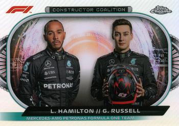 2022 Topps Chrome Formula 1 - Constructors Coalition #CC-MF1 Lewis Hamilton / George Russell Front