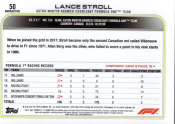 2022 Topps Chrome Formula 1 - Refractor #50 Lance Stroll Back