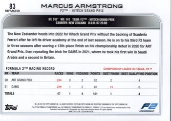 2022 Topps Chrome Formula 1 - Refractor #83 Marcus Armstrong Back