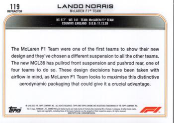 2022 Topps Chrome Formula 1 - Refractor #119 Lando Norris Back