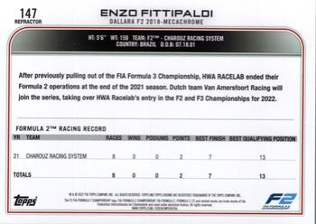 2022 Topps Chrome Formula 1 - Refractor #147 Enzo Fittipaldi Back