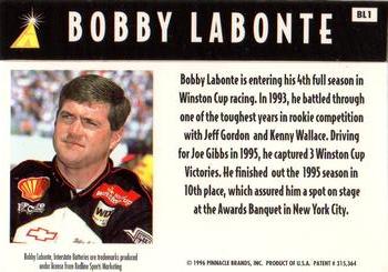 1996 Action Packed Pinnacle Club #BL1 Bobby Labonte Back