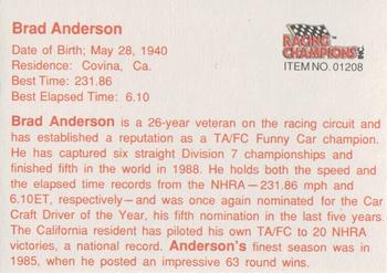 1989 Racing Champions Funny Car #01208 Brad Anderson Back