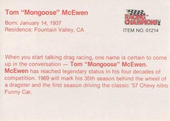 1989 Racing Champions Funny Car #01214 Tom McEwen Back