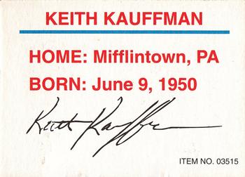 1993 Racing Champions World Of Outlaws #03515 Keith Kauffman Back