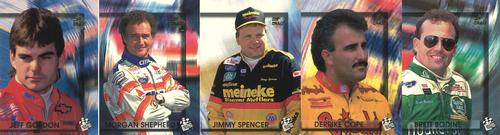 1994 Press Pass - Cup Chase Uncut Strips #CC1/CC3/CC7/CC23/CC25 Brett Bodine/Derrike Cope/Jeff Gordon/Morgan Shepherd/Jimmy Spencer Front