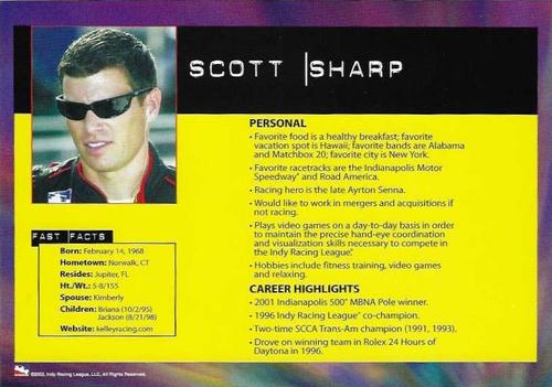 2003 IRL Season Fan Guide - Oversize #NNO Scott Sharp Back