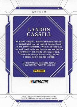 2022 Panini National Treasures - Trackside Swatches Holo Silver #TS-LC Landon Cassill Back
