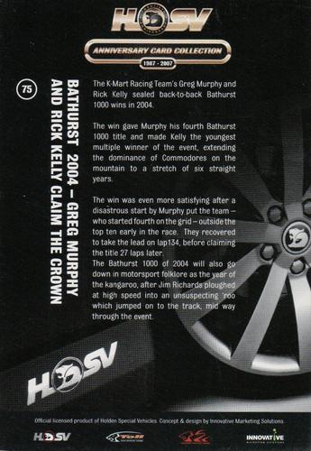 2007 HSV Anniversary Card Collection #75 Greg Murphy / Rick Kelly Back