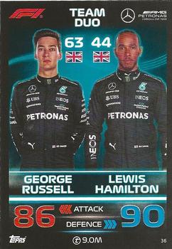2023 Topps Turbo Attax F1 #36 George Russell & Lewis Hamilton Front
