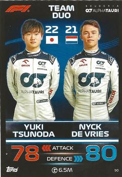 2023 Topps Turbo Attax F1 #90 Yuki Tsunoda & Nyck de Vries Front