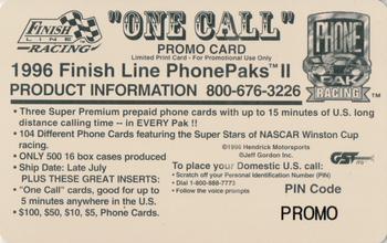 1997 Finish Line Phone Pak II - Promos #NNO Jeff Gordon Back