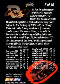 1995 Maxx Premier Plus - Chase The Champion #5 Dale Earnhardt Back