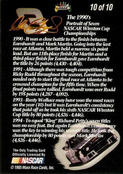 1995 Maxx Medallion - Chase The Champion #10 Dale Earnhardt Back