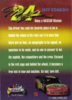 1996 Maxx Odyssey - Chase The Champion #5 Jeff Gordon Back