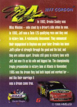 1996 Maxx Odyssey - Chase The Champion #6 Jeff Gordon Back